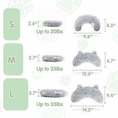 Dog Pillows for Large Dogs, Glow in The Dark Soft Dog Neck Pillow, U-Shaped Pillow for Cat and Dog, Machine Washable Dog Toy & Dog Birthday Gift (Glow Grey, L)
