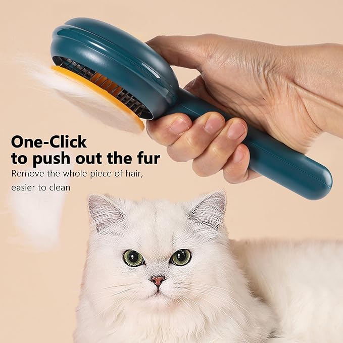 Kiniza 2 Pcs Pet Brush, Dog Cat Hair Cleaner Massage Brushes Grooming Removal with Water Tank Wet Comb White Green