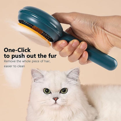 Kiniza 2 Pcs Pet Brush, Dog Cat Hair Cleaner Massage Brushes Grooming Removal with Water Tank Wet Comb White Green
