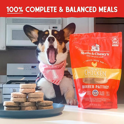 Stella & Chewy's Freeze Dried Raw Dinner Patties – Grain Free Dog Food, Protein Rich Chewy’s Chicken Recipe – 14 oz Bag