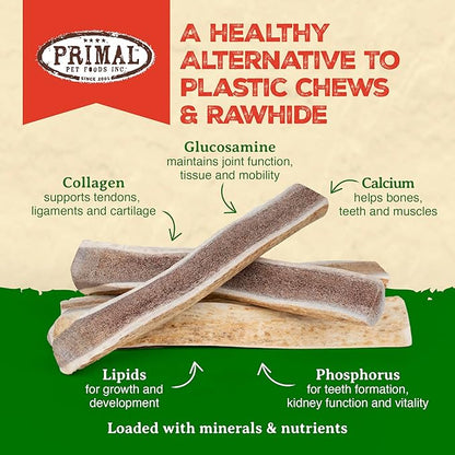 Primal Antlers for Dogs - Grade A Split Stag Antlers for Large Dogs 45-60 lb - Natural Dog Chews for Aggressive Chewers - Naturally Shed Antlers - Long Lasting Dog Bones - 1 ct