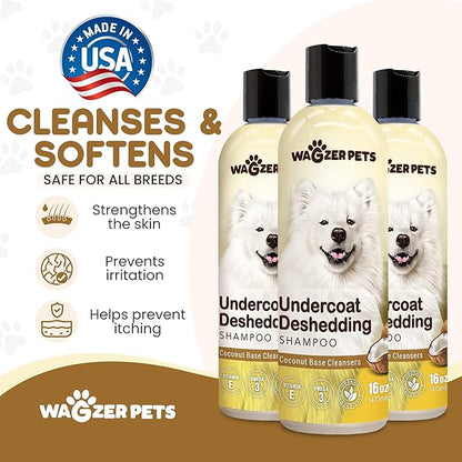 Deshedding Dog Shampoo | Infused with Coconut Oil for Dogs and Omega 3 and 6 Fatty Acids for Sensitive Itchy Skin and Shedding Control | Neutralizes Odor and Nourishes Coat | 16 oz