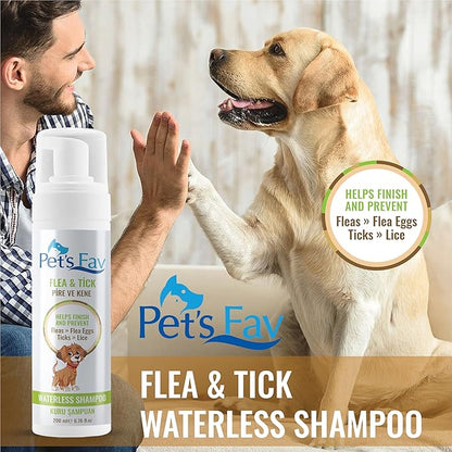 Flea and Tick Waterless Dog Shampoo - Natural Dry Foam Shampoo for Dogs and Puppies
