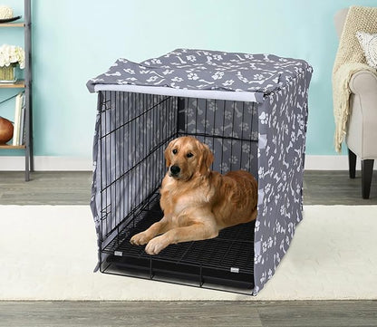 Dog Crate Cover for Wire Crates, Fits Most 36" inch Dog Crates. Easy to Put On, Take Off, and Adjust - Cover only - Sky Gray -3 Inch