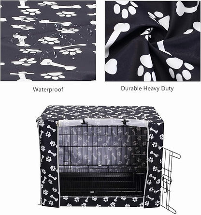 Geyecete Large Dog Crate Covers Fits 24inch-48inch Dog Crates for Small Medium Large Dogs Dog Crate Bed Dog Crate with Cover - Cover only(Crate Not Included)-Black-42