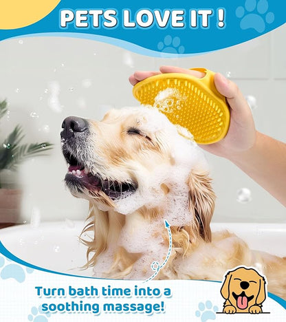 Dog Massage & Bath Brush 4PCS – Soft Silicone Shampoo Scrubber for Dogs and Cats, Perfect for Grooming and Deshedding (Blue)