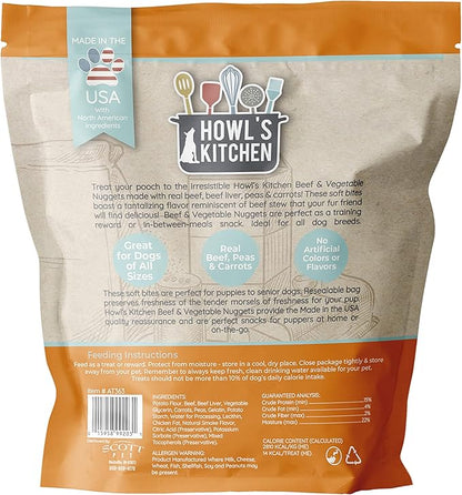 Howl's Kitchen Dog Treats, Soft Bites, Beef and Vegetable Nuggets, Brown, (AT363) (Pack of 2)