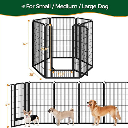 Yaheetech Dog Playpen Outdoor, 47 inch 6 Panels Dog Pen Indoor Heavy Duty Puppy Exercise Pen Metal Pet Fence for RV Camping/Yard/Garden