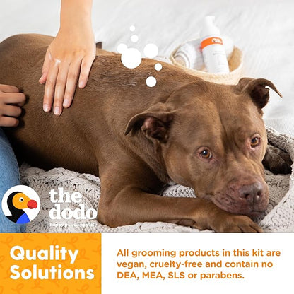 The Dodo All-in-One Dog Grooming Kit, Includes No Rinse Bath Foam, Wipes, and Wet/Dry Brush; Vegan, Cruelty-Free and Contains no DEA, MEA, SLS or Parabens