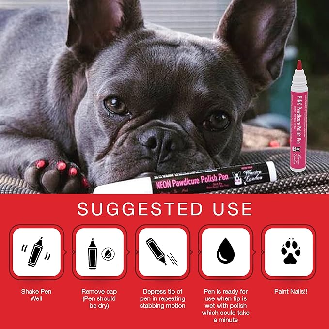 Warren London Pawdicure Dog Nail Polish Pens | Made in USA | Quick Dry, Low Odor, Non-Toxic Dog Accessories | Ideal for Dog Birthday, Dog Costume | 13 Colors | Neon Purple