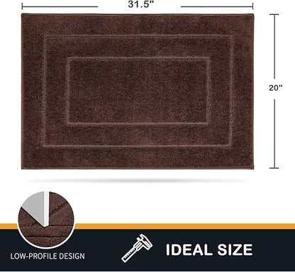 PURRUGS Dirt Trapper Door Mat 20" x 31.5", Non-Slip/Skid Machine Washable Entryway Rug, Dog Door Mat, Super Absorbent Welcome Mat for Muddy Wet Shoes and Paws, Brown