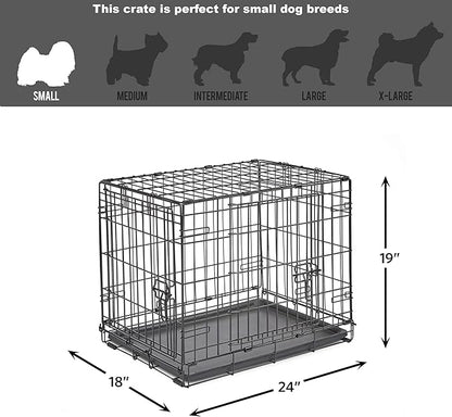 New World Newly Enhanced Double Door New World Dog Crate, Includes Leak-Proof Pan, Floor Protecting Feet, & New Patented Features, 24 Inch