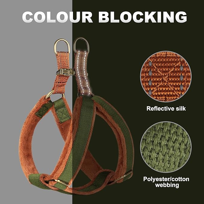 Beirui Soft Medium Dog Harness and Leash Set-Adjustable Step in Dog Harness for Medium Dogs-Easy Walk Dog Harness Medium Sized Dog-Warm No Pull Dog Harness and Leash Used in Autumn Winter(Green,M)