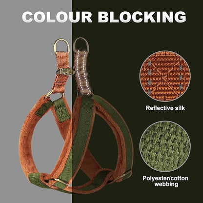 Beirui Soft Medium Dog Harness and Leash Set-Adjustable Step in Dog Harness for Medium Dogs-Easy Walk Dog Harness Medium Sized Dog-Warm No Pull Dog Harness and Leash Used in Autumn Winter(Green,M)