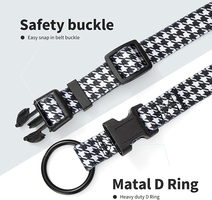 Mile High Life Dog Collar | Nylon Puppy Collars w Cute Patterns | Lightweight Girl Dog Collar | Boy Dog Collar for Small/Medium/Large Dogs (Black White, Small)