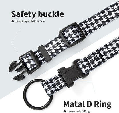 Mile High Life Dog Collar | Nylon Puppy Collars w Cute Patterns | Lightweight Girl Dog Collar | Boy Dog Collar for Small/Medium/Large Dogs (Black White, Small)