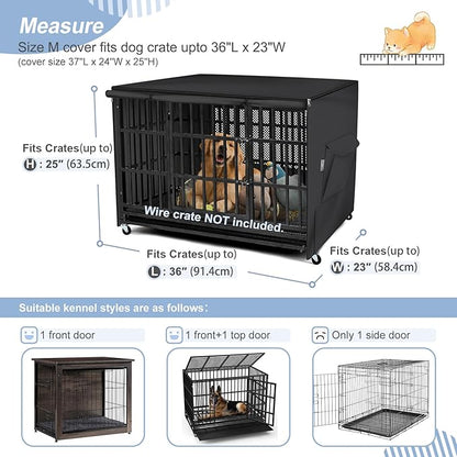 Explore Land 36 inches Dog Crate Cover with Top Panel Non-Toxic Inodorous Polyester Friendly for Dogs (Black)