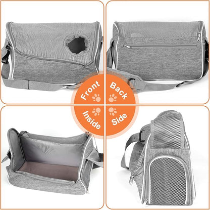 Small Dog Sling Carrier, Multiple Pockets Puppy Carrying Purse Bag, Pet Pouch with Sturdy Pad, Cat Bag for Outdoor Travel, Carrier for Dog Cat Up to 13 lbs