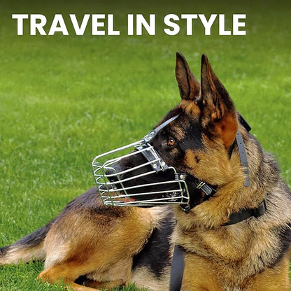 BRONZEDOG Wire Dog Muzzle German Shepherd for Medium Large Dogs Adjustable Durable Metal Basket for Biting Chewing Barking (L)
