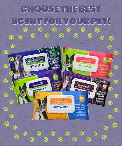 FurryFriends Pet Wipes | Lavender Chamomile Scented | Hypo-allergenic | Alcohol Free| Deodorizing | Removes Loose Hair & Dirt | Incredibly Clean | 100 ct. 1 Pack