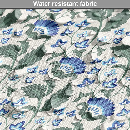 Lunarable Jacobean Dog Crate Cover, Herbal Pattern Pastoral Vintage Rustic Wedding Inspired Foliage Springtime, Easy to Use Pet Kennel Cover for Medium Large Dogs, 36 Inch, Blue Green Cream