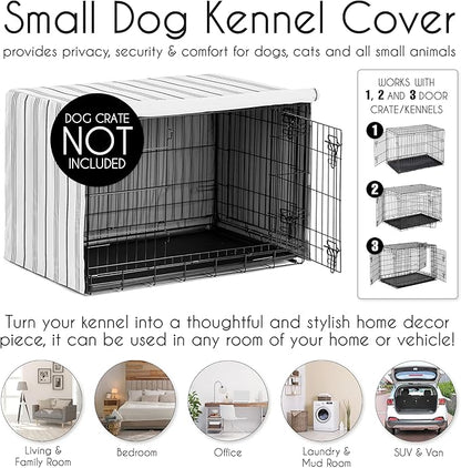 Sweet Jojo Designs 24in. Small Dog Crate Cover (White and Grey Stripe) Pet Cage, Kennel Covers (Modern, Neutral, Contemporary, Striped, Elegant, Pinstriped, Minimalist, Gray Stripes)