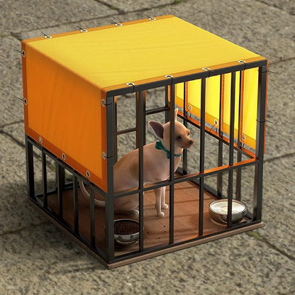 ColourTree 9' x 9' Yellow Custom Size Waterproof Shade Cloth with Grommets - 90% Sunblock, Durable Mesh Fabric Tarp for Dog Kennel Cover, Fence Privacy Screen, Greenhouse, Coop & Pet Playpen