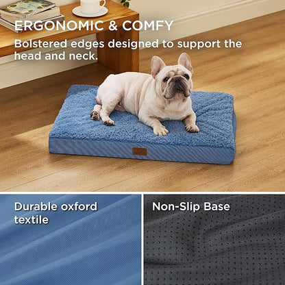Bedsure Medium Dog Bed for Medium Dogs – Orthopedic Waterproof Dog Beds with Removable Washable Cover, Egg Crate Foam Pet Bed Mat, Blue Wave