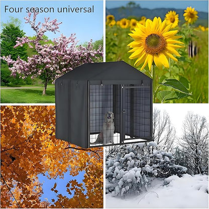 Outdoor Dog Kennel Cover,Full Coverage for 4'Dx4.3'Wx4.5'H Dog Cages,600D Heavy Duty Waterproof Large Dog Kennel Cover,(Cover Only)