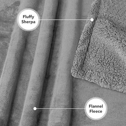 PetAmi WATERPROOF Dog Blanket for Bed, XL Dog Pet Blanket Couch Cover Protector, Sherpa Fleece Leakproof Blanket for Crate Kennel Sofa Furniture Queen Bed Protection Reversible Soft 90x90 Light Grey