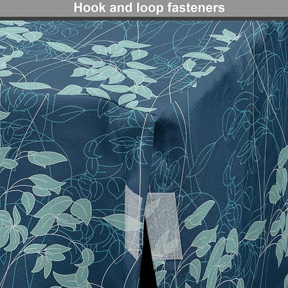Lunarable Blue Floral Dog Crate Cover, Abstract Leaves and Outlines Rural Field Garden Foliage Art, Easy to Use Pet Kennel Cover for Medium Large Dogs, 42 Inch, Green Night
