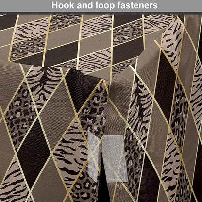 Lunarable Contemporary Brown Dog Crate Cover, Rhomb Check Pattern with Animal Skins, Easy to Use Pet Kennel Cover for Medium Large Dogs, 48 Inch, Umber Dark Brown