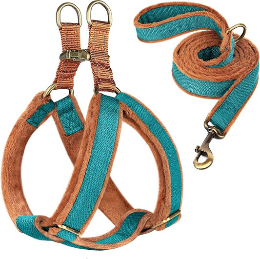 Beirui Soft Medium Dog Harness and Leash Set-Adjustable Step in Dog Harness for Medium Dogs-Easy Walk Dog Harness Medium Sized Dog-Warm No Pull Dog Harness and Leash Used in Autumn Winter(Blue,M)