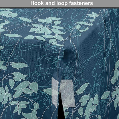 Lunarable Blue Floral Dog Crate Cover, Abstract Leaves and Outlines Rural Field Garden Foliage Art, Easy to Use Pet Kennel Cover for Cats & Medium Dogs, 30 Inch, Green Night