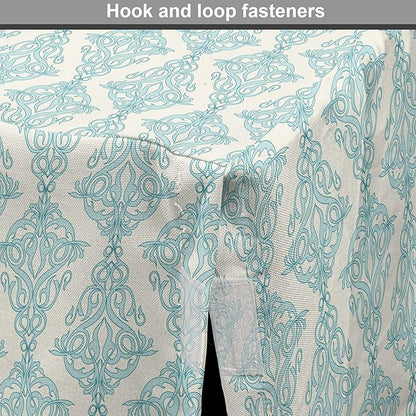 Lunarable Damask Blue Dog Crate Cover, Vintage Antique Pattern with Classic Victorian Motif, Easy to Use Pet Kennel Cover for Cats & Medium Dogs, 30 Inch, Eggshell Pale Cadet Blue