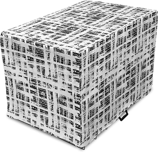 Ambesonne Black and White Dog Crate Cover, Watercolor Stained Pattern Tie Dye Digital Print Shibori Inspired Hippie, Easy to Use Pet Kennel Cover for Small Dogs Puppies Kittens, 22 Inch, White Black