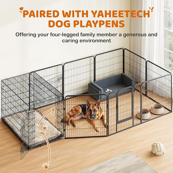 Yaheetech 48 inch Double Door Dog Crate w/Divider for Puppy to Adult Large Collapsible Metal Crate with Removable Tray XXL Wire Dog Kennel Pet Crate for Dogs Portable Travel Cage, Black