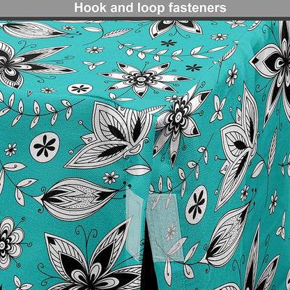 Lunarable Flower Dog Crate Cover, Abstract Monochrome Floral with Botanical Items, Easy to Use Pet Kennel Cover for Medium Large Dogs, 42 Inch, Seafoam Grey