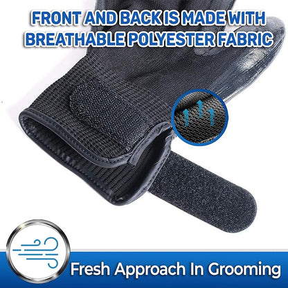 PET MAGASIN Dog Grooming Gloves for Gentle Deshedding and Bathing (Black, Medium)