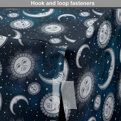 Ambesonne Sun and Moon Dog Crate Cover, Heavenly Bodies in Starry Night Sky Graphic Theme, Easy to Use Pet Kennel Cover for Cats & Medium Dogs, 24 Inch, Blue Grey