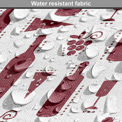 Lunarable Drinks Dog Crate Cover, Illustration of Grunge Style Wine Bottles Glasses Cheese and Grapes Vintage, Easy to Use Pet Kennel Cover for Medium Large Dogs, 48 Inch, Maroon and White