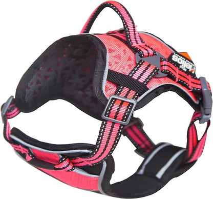 DOGHELIOS 'Journey Wander' Chest Compressive Sporty Adjustable Travel Pet Dog Harness and Leash Combination, Medium, Pink