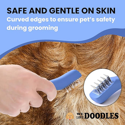 We Love Doodles Dematting Comb for Dogs - Dog Hair Mat Remover, Detangler Comb & Deshedding Tool, Removes Tangles, Knots, & Loose Hair, Metal Comb, Ergonomic Handle Parent (5 Blades)