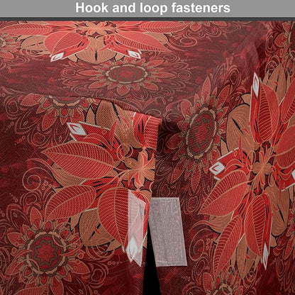 Lunarable Burgundy Dog Crate Cover, Flourishing Nature Garden Inspired Flowers Pattern Psychedelic Look, Easy to Use Pet Kennel Cover for Medium Large Dogs, 42 Inch, Burgundy Coral Tan