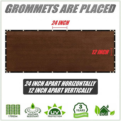 ColourTree 9' x 29' Brown Custom Size Shade Cloth with Grommets - 90% Sunblock, Durable Mesh Fabric Tarp for Dog Kennel Cover, Fence Privacy Screen, Greenhouse, Chicken Coop & Pet Playpen