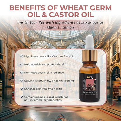 Petex Premium Pet Fragrance Oil | Ultra Premium Natural Pet Care with Dead Sea Minerals | Dog Perfume Fragrance Oil Long Lasting Scent | Natural Pet Cologne - Suitable for Dogs and Cats (Milan)