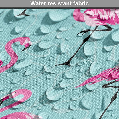 Lunarable Turquoise Dog Crate Cover, Repetitive Pink Flamingos on Wavy Water Background Vivid Colors Graphic, Easy to Use Pet Kennel Cover for Medium Large Dogs, 36 Inch, Pink Seafoam