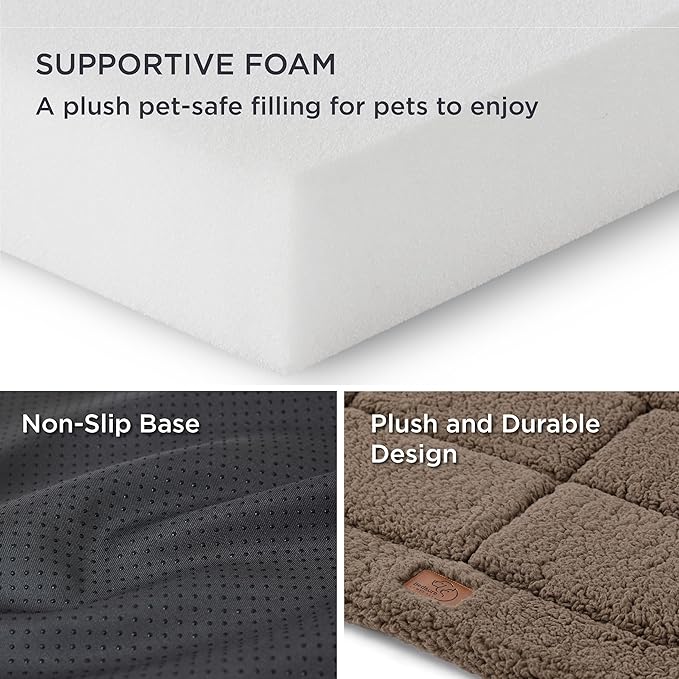 Bedsure Washable Dog Crate Bed for Large Dogs, Reversible Foam Floor Dog Mat, Lightweight Travel Flat Pet Beds for Indoor & Outdoor Dogs (41" x 28", Brown)