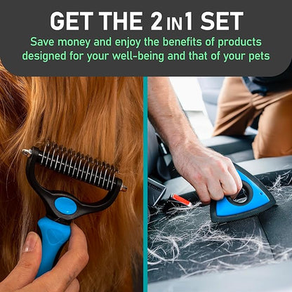 Maxpower Planet Pet Grooming Rake and Mini Pet Hair Remover Tool, Undercoat Rake for Dogs & Hair Remover for Car Carpet, Cat Hair Remover and Double-Sided Deshedding Dematting Tool for Dogs and Cats