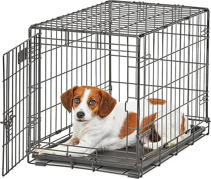 MidWest Homes for Pets Small Dog Crate | Midwest Life Stages 24' Folding Metal Dog Crate | Divider Panel, Floor Protecting Feet, Leak-Proof Dog Pan | 24L x 18W x 19H Inches, Small Dog Breed